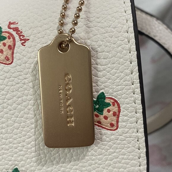Coach Strawberry Print White Flap Shoulder Bag - Picture 6 of 7